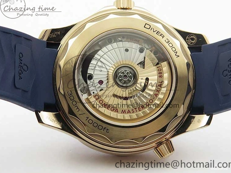 0322 2018 Seamaster Diver 300M RG Blue Ceramic VSF 1:1 Best Edition Blue Dial on Blue Rubber Strap A WeatherProof 7914